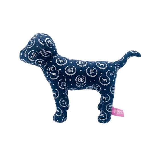 Victoria Secret Collector PINK Navy Blue Dog Plush Stuffed Animal Gift Y2K - Picture 1 of 10